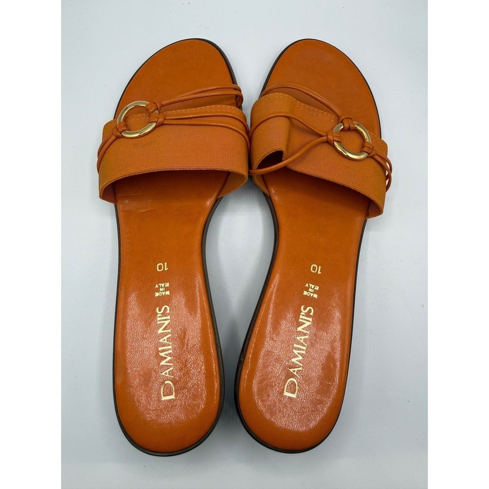 Damiani's Women Size 10 Orange Slide Shoes Sandals Made in Italy Summer Retro